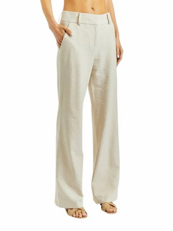 women's wide leg trousers -Women's Juliette Trousers In Beige