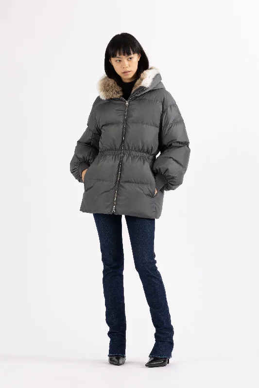 longline coats for women -DRAWSTRING DOWN JACKET AZA