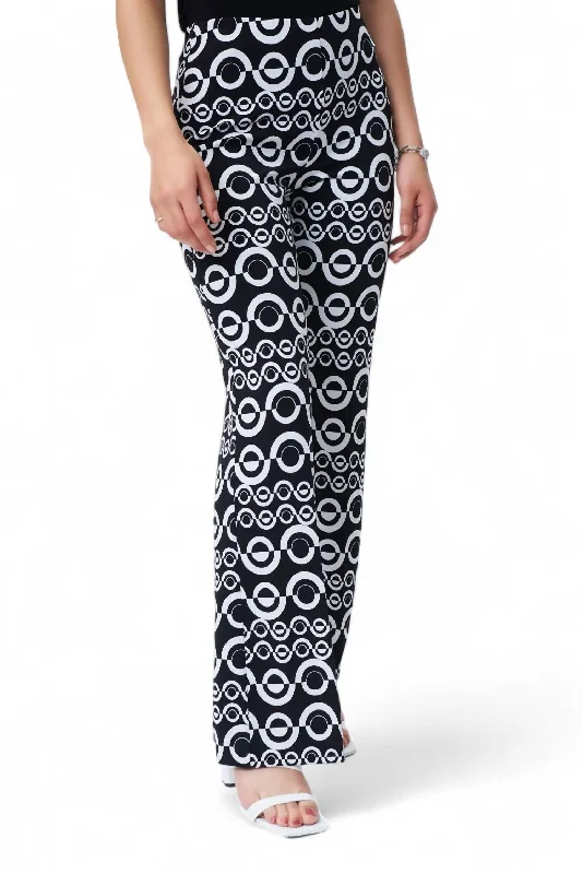 travel pants for women -Geometric Print Pant In Black Vanilla