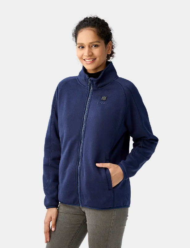 warm down coats for women -Women's Heated Fleece Jacket - Blue