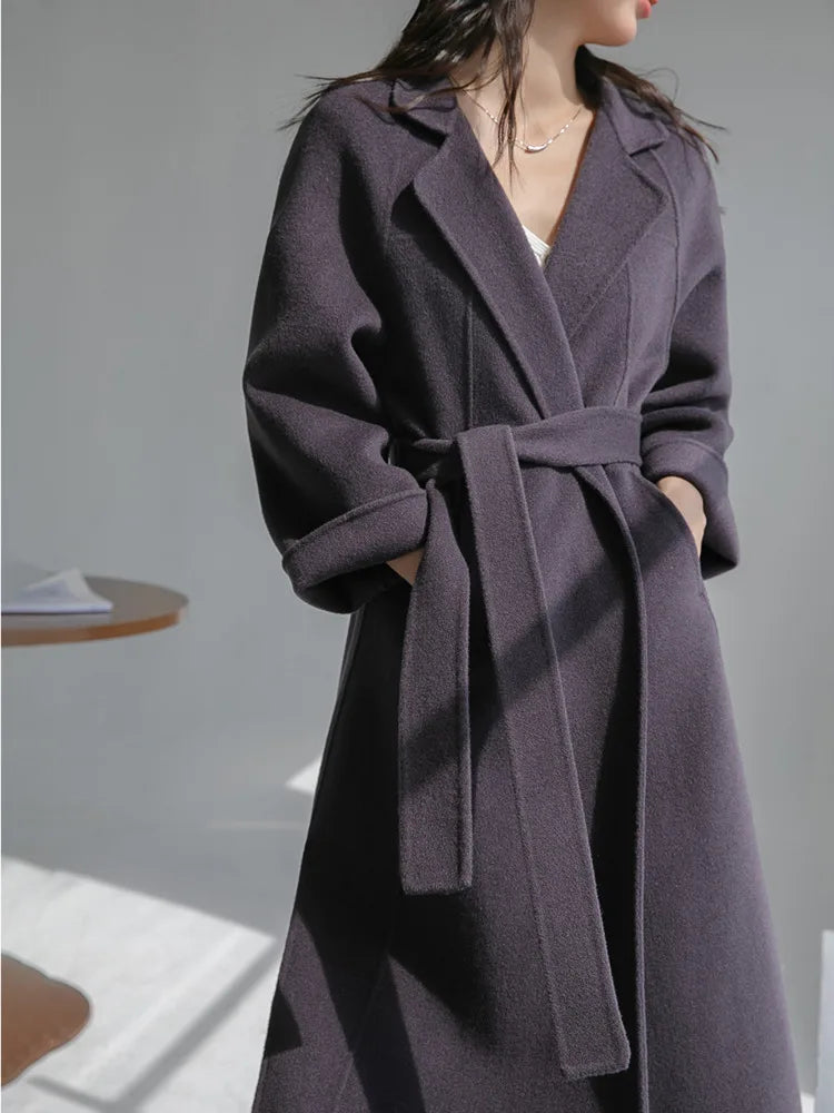 long cardigan coats for women -Double Sided Cashmere Medium Knee Loose Fashion Autumn Winter 2024 Coat