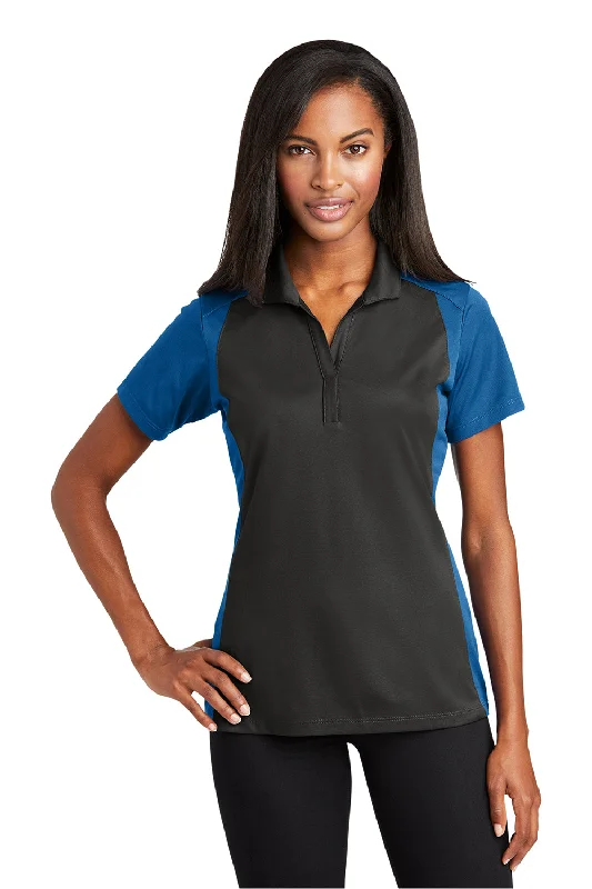 elegant evening tops for women -Sport-Tek Womens Sport-Wick Moisture Wicking Short Sleeve Polo Shirt - Iron Grey/True Royal Blue