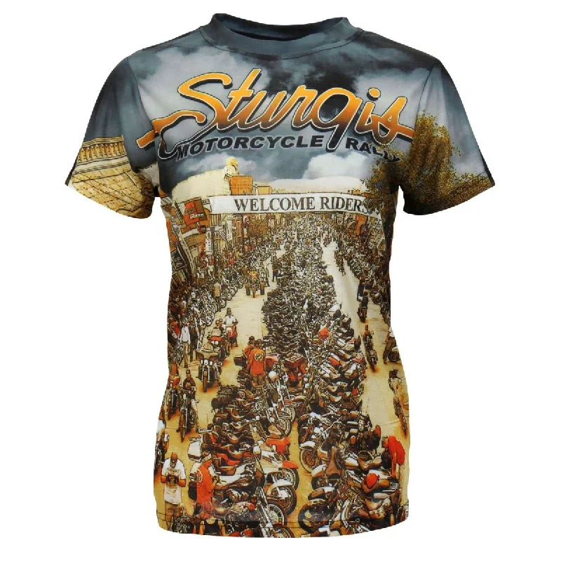 wool tops for women -Hot Leathers Ladies Sturgis Main Street Fitted 3D All Over Printed T-Shirt GLS1004