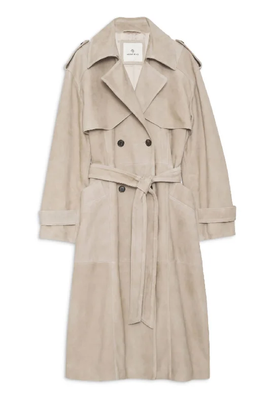 single-breasted coats for women -Finley Trench Coat In Taupe Brown