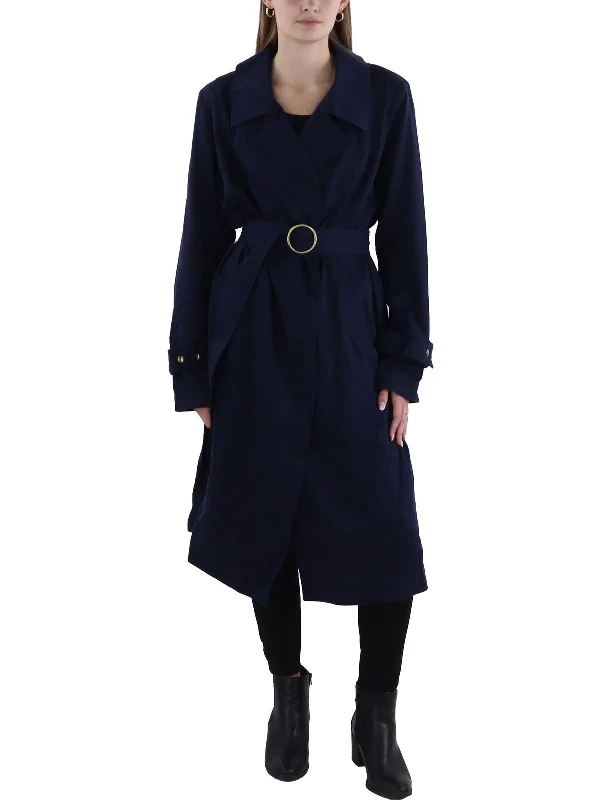 elegant fitted coats for women -Womens Tencel Long Trench Coat