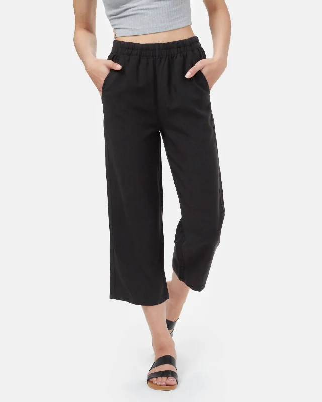 summer pants for women -Treelinen Billow Pants In Meteorite Black