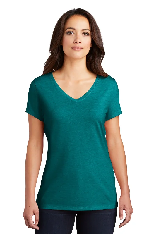 women's wrap tops -District Womens Perfect Tri Short Sleeve V-Neck T-Shirt - Heather Teal Blue