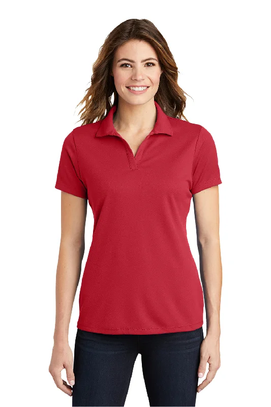 lightweight summer tops for women -Sport-Tek Womens RacerMesh Moisture Wicking Short Sleeve Polo Shirt - True Red