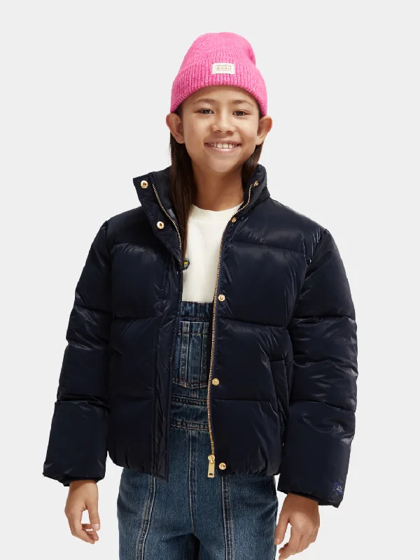 fur-trimmed coats for women -Kids - Shiny puffer jacket