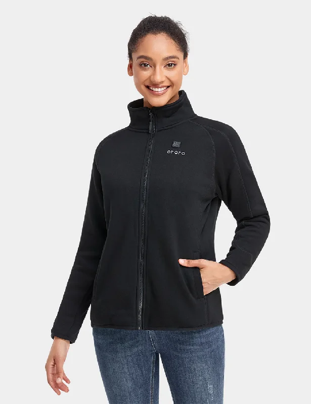 fleece jackets for women -Women's Heated Full-Zip Fleece Jacket - Black