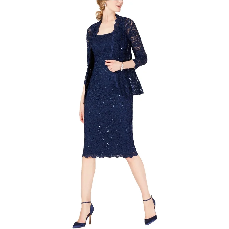 belted wool coats for women -Alex Evenings Womens 2-Pc Sequined Lace Sheath Dress Suit, Blue, 8