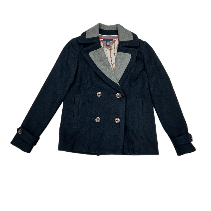 patchwork coats for women -Coat Peacoat By Tommy Hilfiger In Blue & Grey, Size: Xs