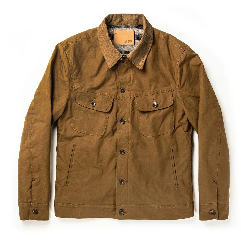 windproof jackets for women -The Lined Long Haul Jacket in Harvest Tan Dry Wax