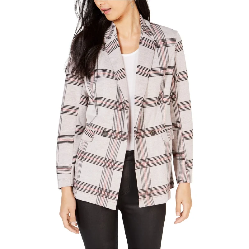 asymmetrical coats for women -Project 28 Womens Nyc Plaid Double Breasted Blazer Jacket