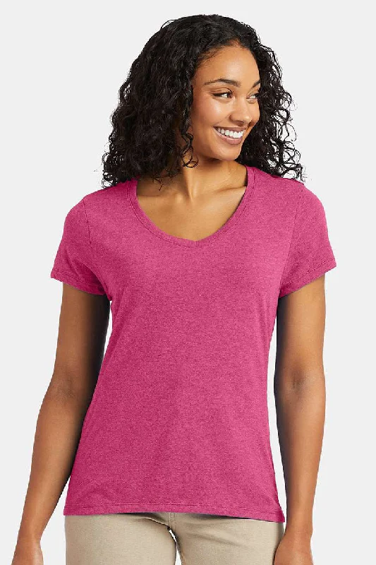 draped tops for women -Hanes Womens X-Temp FreshIQ Moisture Wicking Short Sleeve V-Neck T-Shirt - Jazzberry Pink