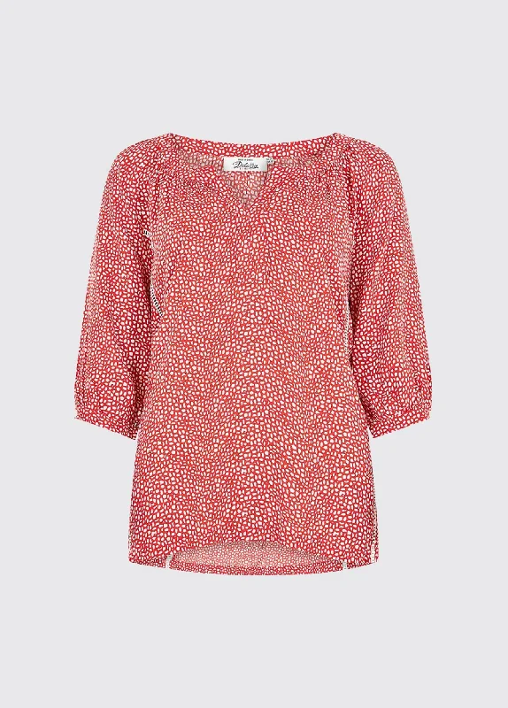 women's velvet tops -Dahlia Shirt - Poppy