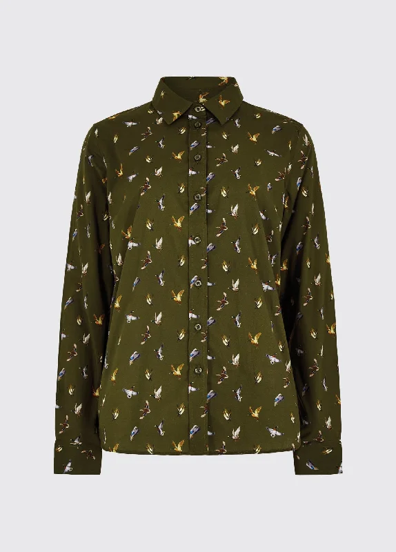 stylish tops for ladies -Jasmine Printed Shirt - Olive