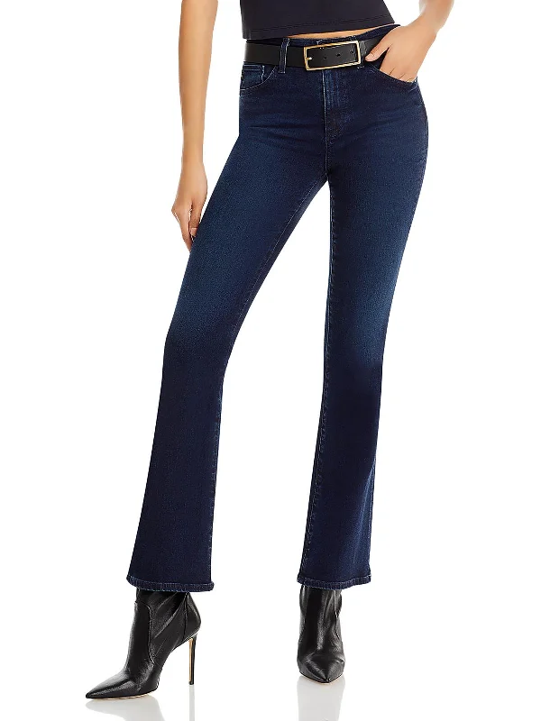 women's elastic waist pants -Womens High Rise Denim Bootcut Jeans