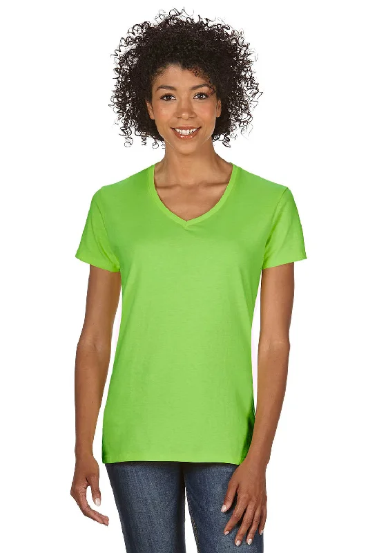 lightweight women's tops -Gildan Womens Short Sleeve V-Neck T-Shirt - Lime Green - Closeout