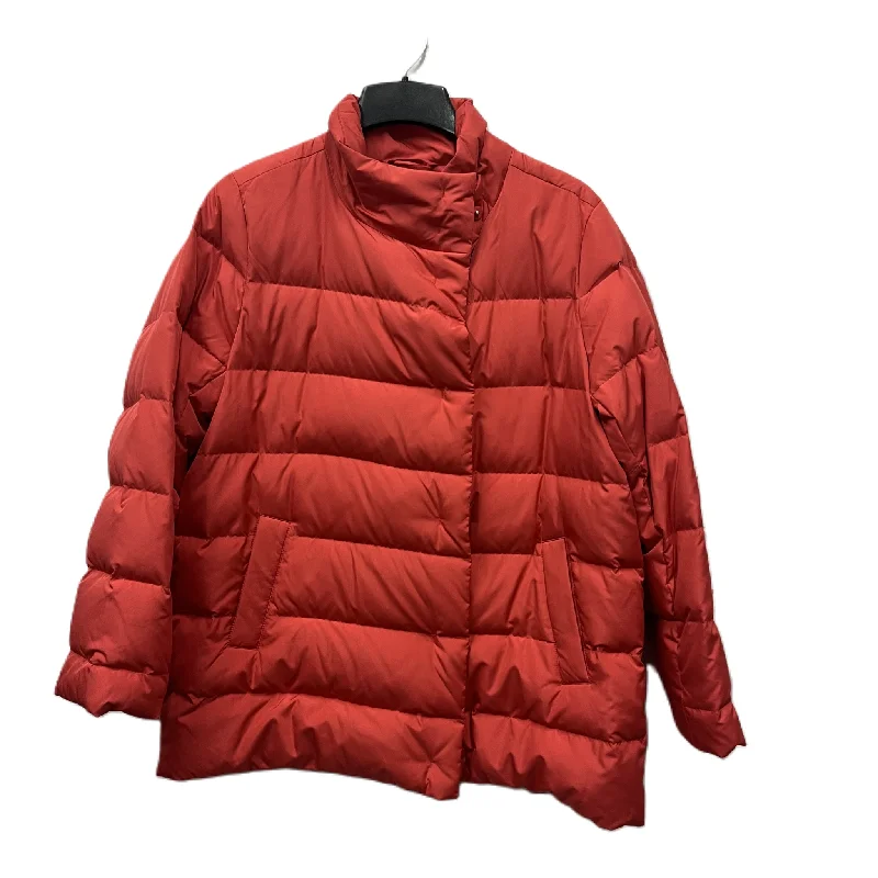 single-breasted coats for women -Coat Puffer & Quilted By J. Jill In Orange, Size: L