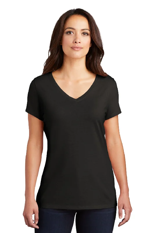 soft knitted blouses for women -District Womens Perfect Tri Short Sleeve V-Neck T-Shirt - Black