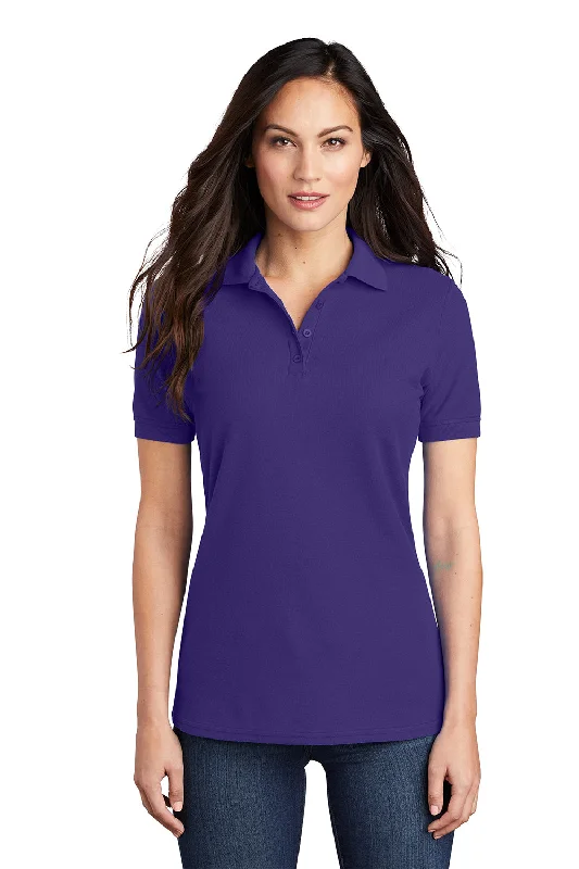 asymmetrical tops for women -Port & Company Womens Core Stain Resistant Short Sleeve Polo Shirt - Purple