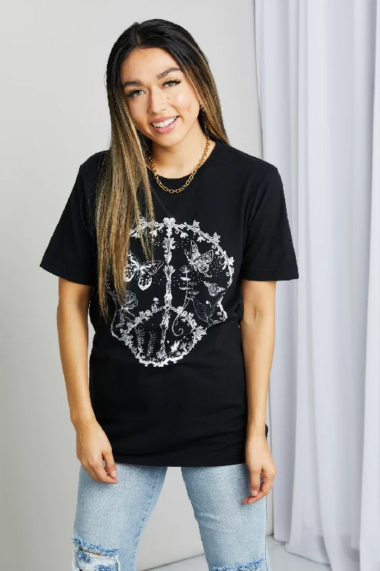 soft fabric tops for women -mineB Full Size Butterfly Graphic Tee Shirt