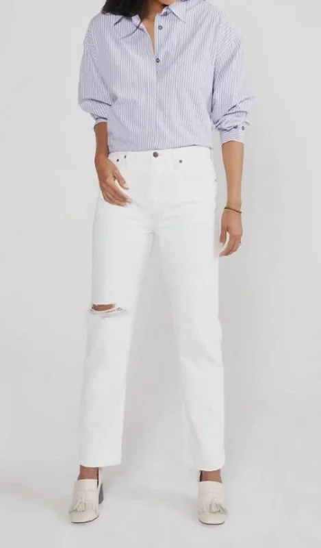 women's lightweight capris -Finn Slim Straight Jean In White