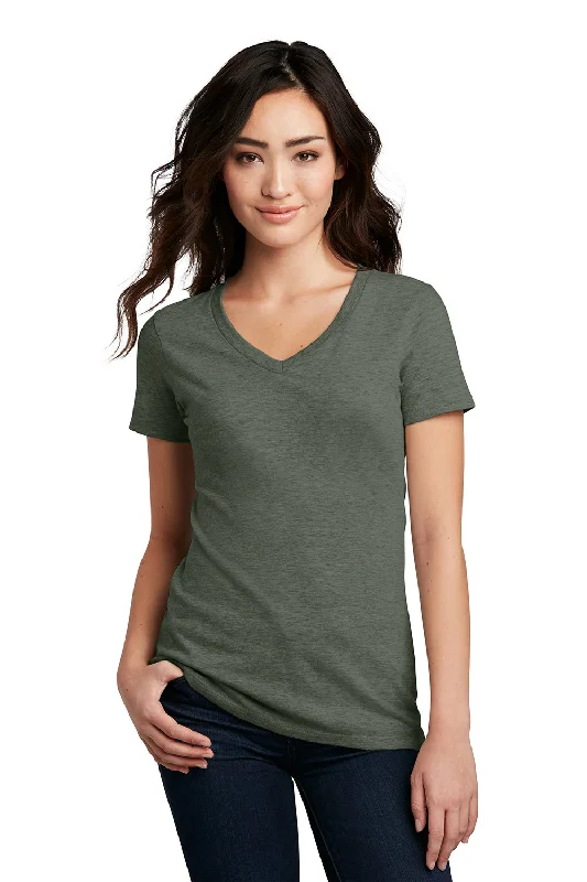 women's chiffon tunics -District Womens Perfect Blend Short Sleeve V-Neck T-Shirt - Heather Olive Green