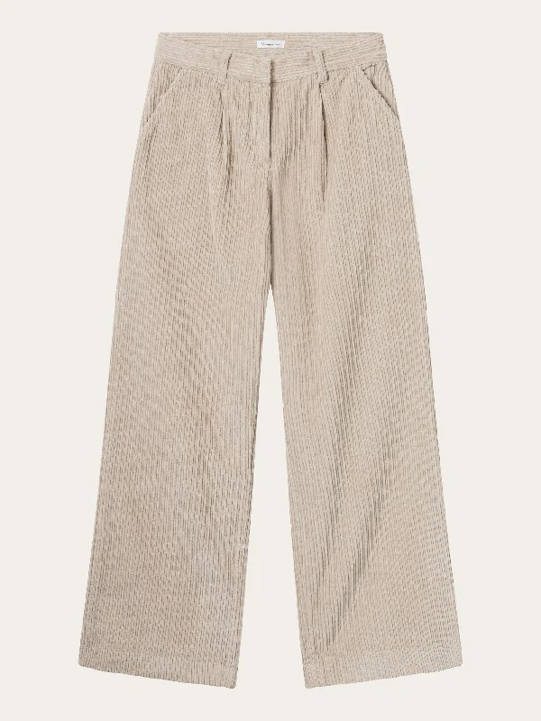 comfy pajama pants for women -POSEY wide high-rise irregular corduroy pants - Light feather gray