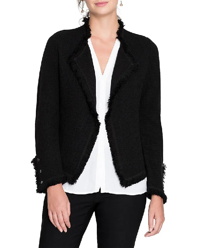 turtleneck coats for women -NIC+ZOE Fringe Mix Jacket