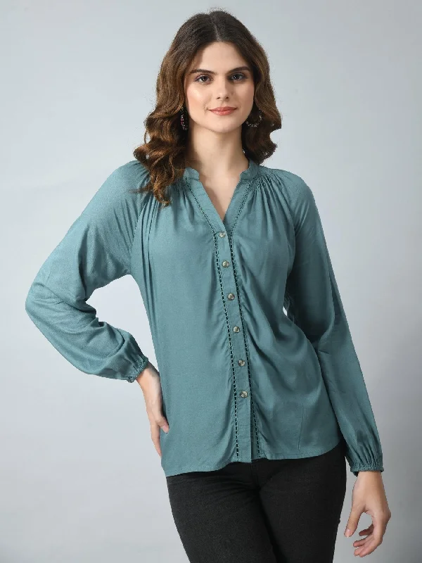 striped shirts for women -SMERA MART Women Rayon Casual Shirt