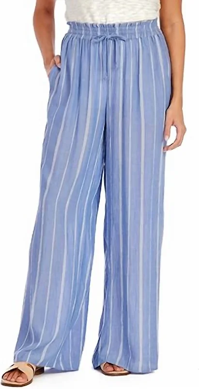 soft touch pants for women -Emily Smocked Trousers In Blue