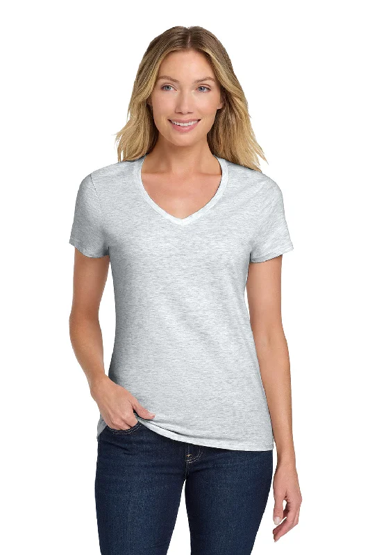 cold shoulder tops for women -Hanes Womens Nano-T Short Sleeve V-Neck T-Shirt - Ash Grey