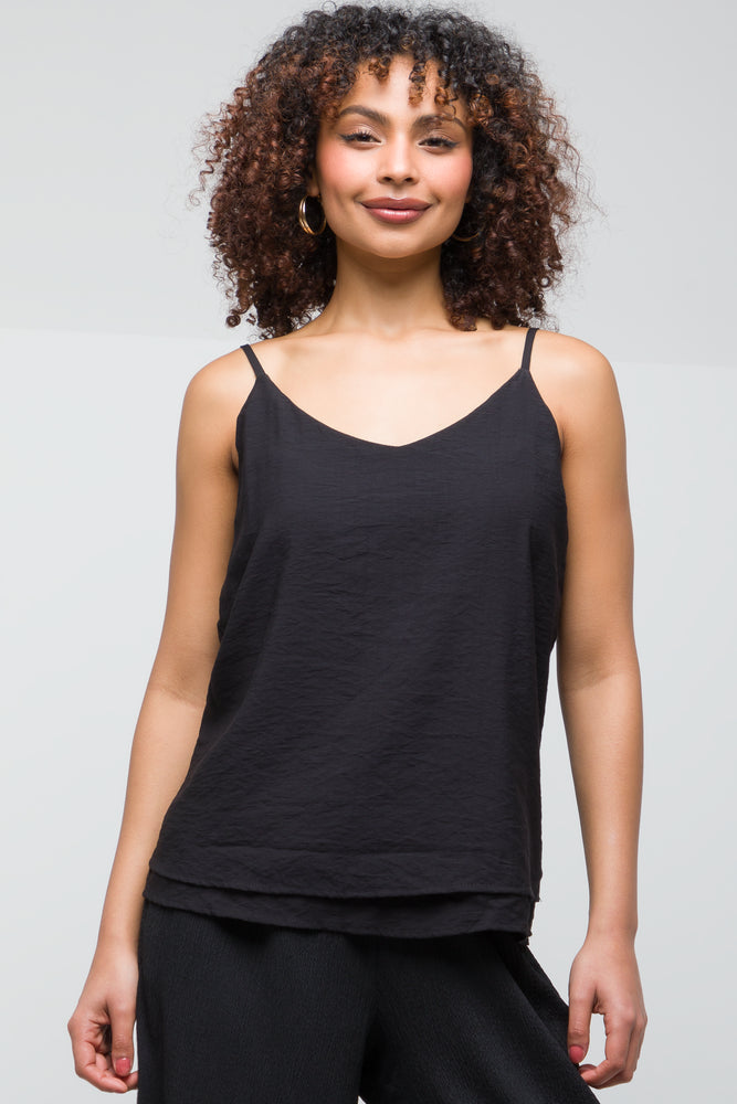 peplum tops for women -Adjustable Cami Black