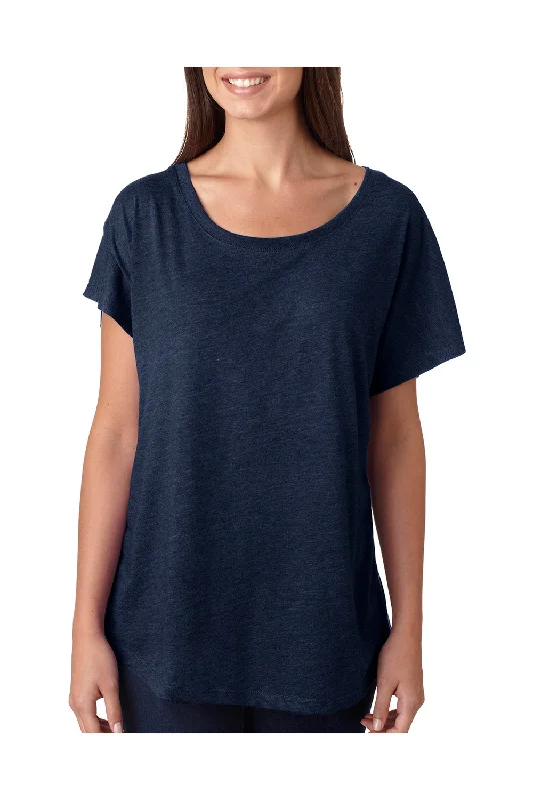 women's chiffon tunics -Next Level Womens Dolman Jersey Short Sleeve Scoop Neck T-Shirt - Vintage Navy Blue