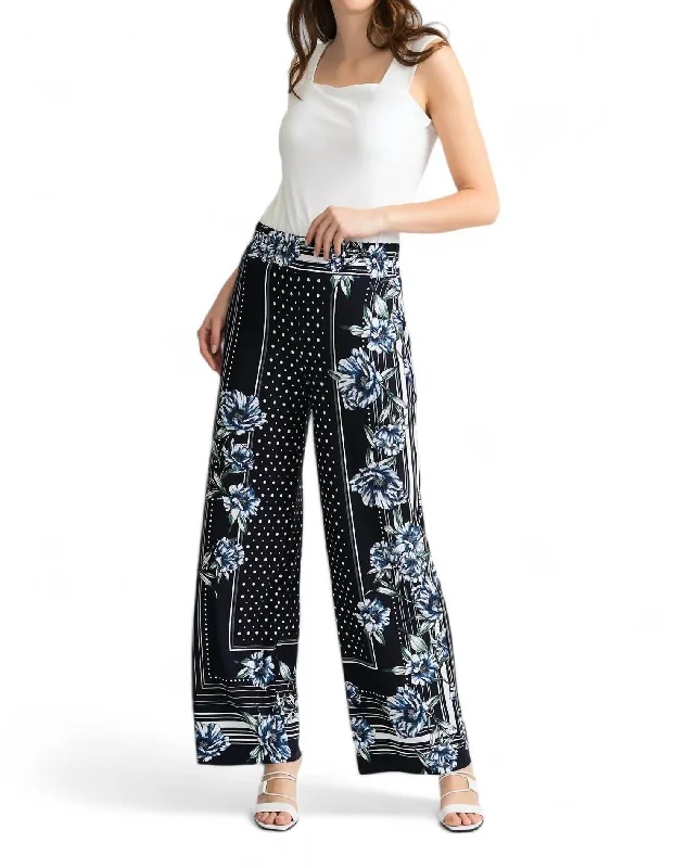 women's chino pants -Floral Pants In Midnight Blue Multi