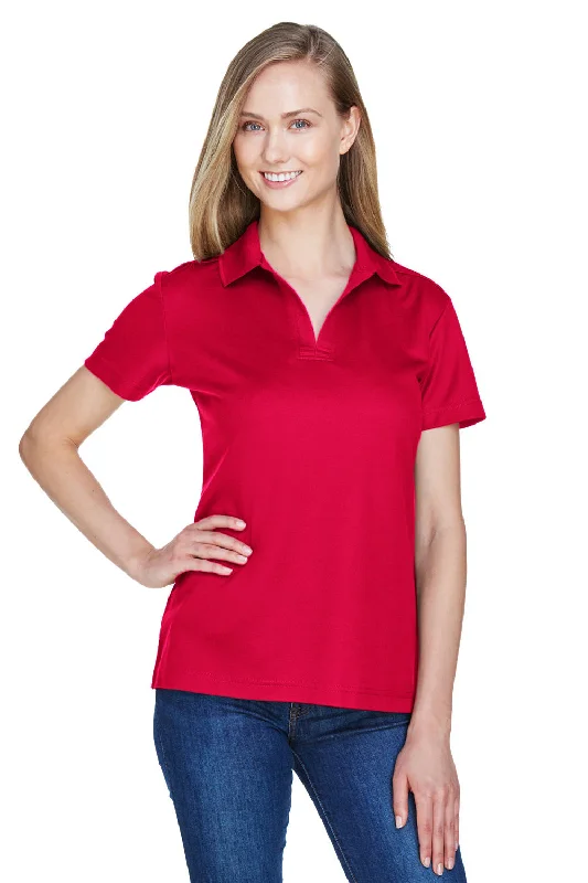 puff sleeve blouses for women -Devon & Jones Womens CrownLux Performance Moisture Wicking Short Sleeve Polo Shirt - Red