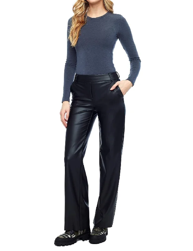 casual pants for women -Yaelle Vegan Soft Leather Ankle Pant In Black