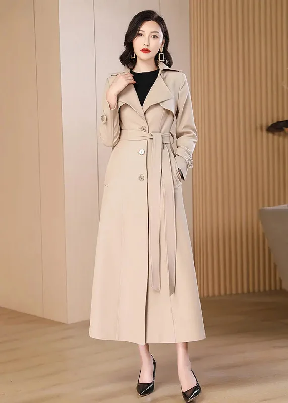 stylish jackets for women -Gun Flap Single Breasted Belted Long Trench Coat