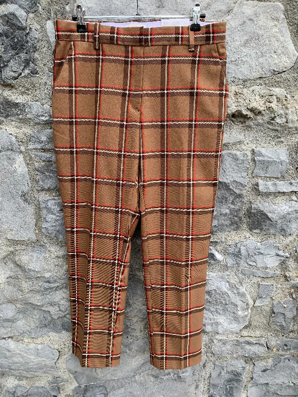 ladies' dress pants -Brown check pants   uk 12