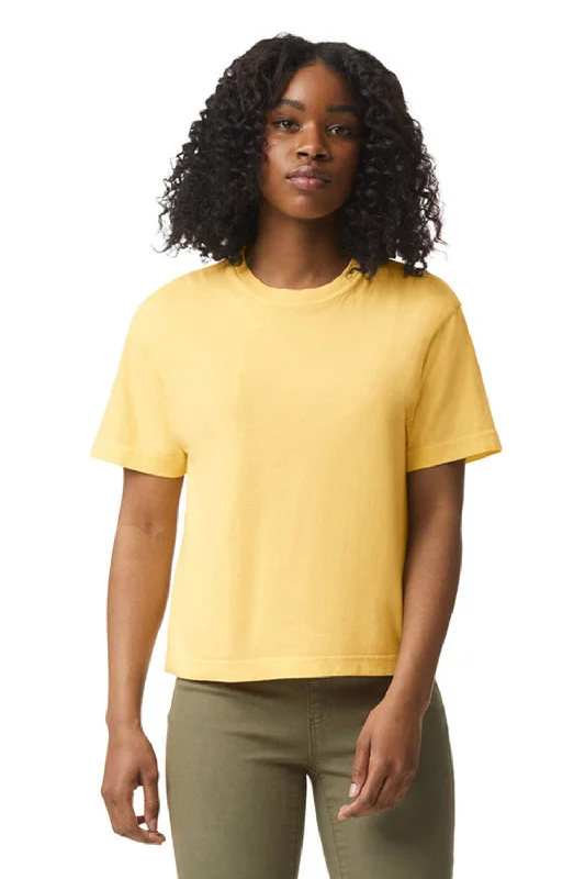 spring fashion tops for women -Comfort Colors Womens Short Sleeve Crewneck T-Shirt - Butter Yellow