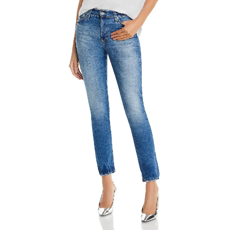 tapered pants for women -Womens High Rise Medium Wash Straight Leg Jeans