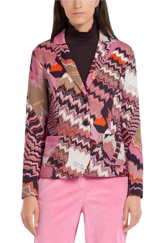 sporty jackets for women -Sports Print Jacket In Orchid Pink, Black