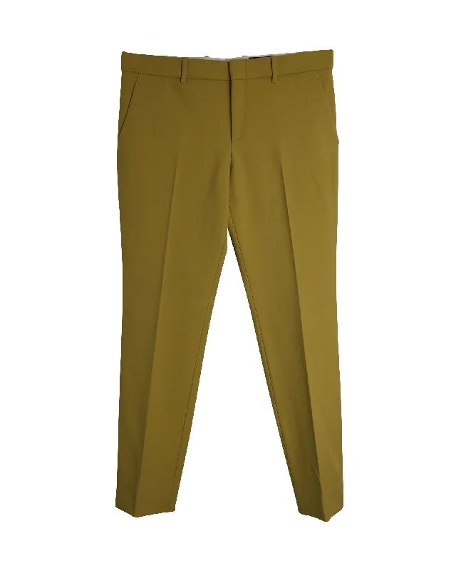 capri leggings for women -Gucci Straight Trousers in Mustard Yellow Wool