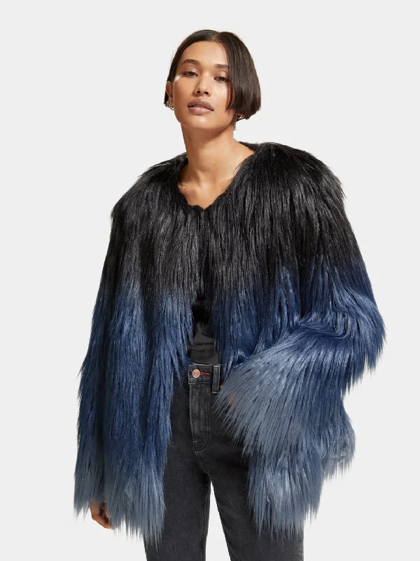 trendy coats for women -Gradient faux fur jacket