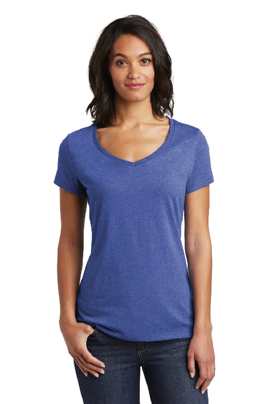 flowy tops for women -District Womens Very Important Short Sleeve V-Neck T-Shirt - Royal Blue Frost - Closeout