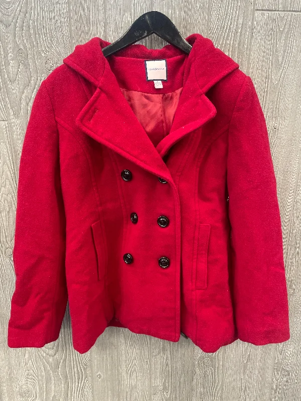 plus size coats for women -Coat Peacoat By Croft And Barrow In Red, Size: L