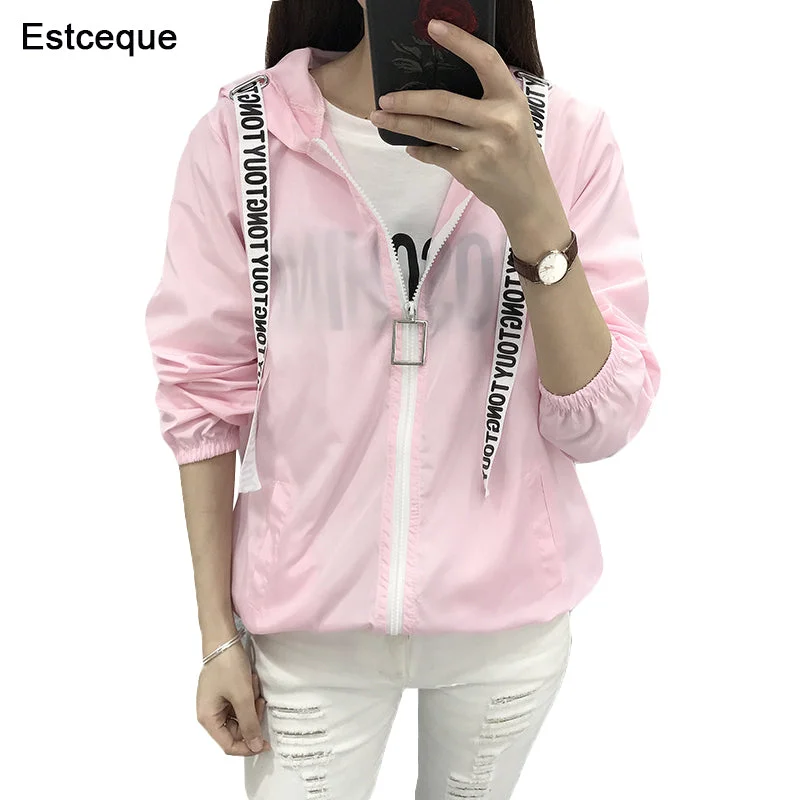 fleece jackets for women -Jackets Women 2018 New Fashion Bomber Jacket Women's Hooded Basic Jacket Casual Thin Windbreaker Female Outwear Women Coat