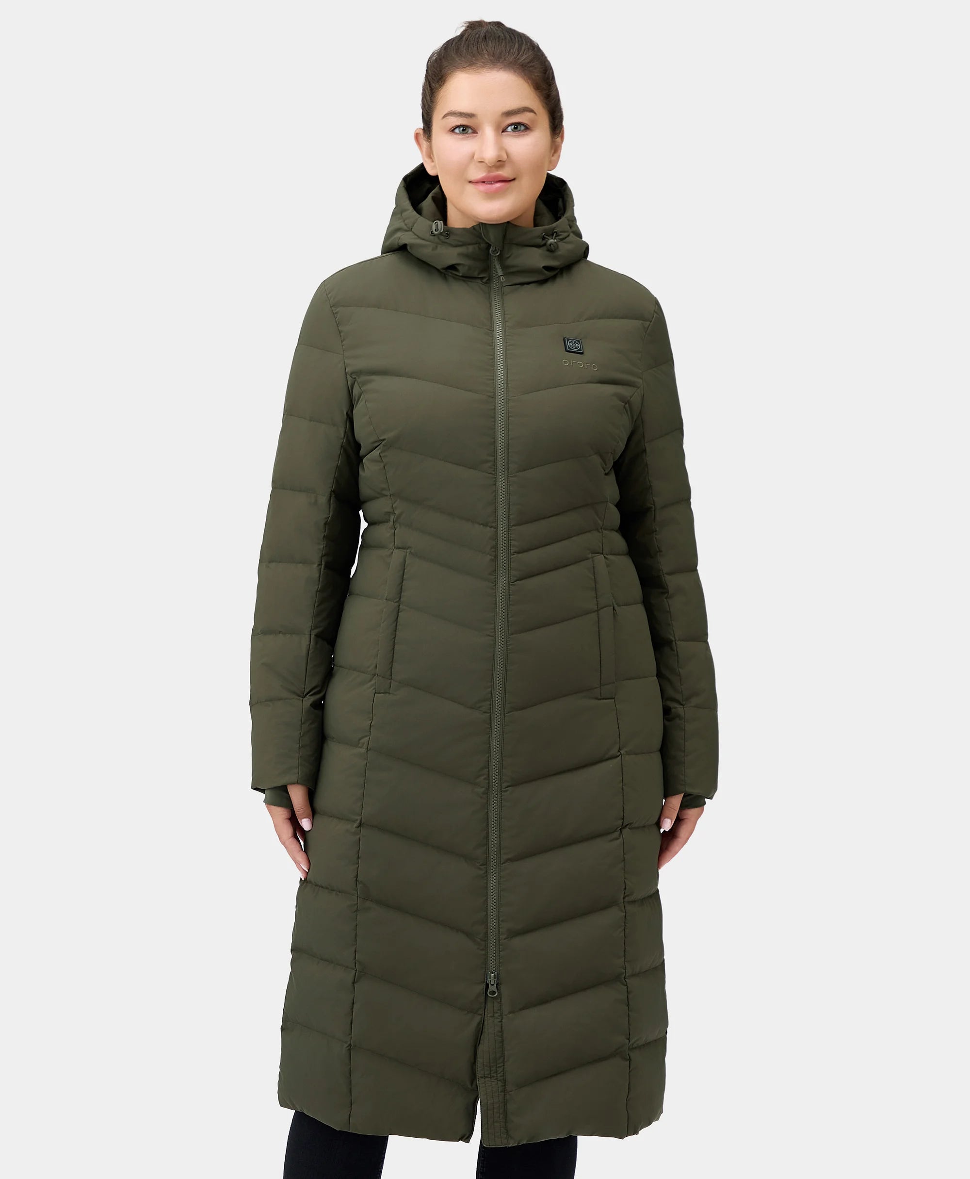 short jackets for women -SOHO Women's Heated Down Parka Jacket - Green